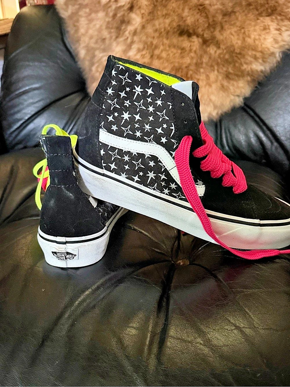 Vans Sk8-Hi Black Star Kids High Top Sneakers Black & White - Picture 3 of 4